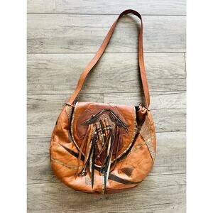 Pat Smiley Collection Vintage Leather Fringe Purse Shoulder Bag Boho Satchel